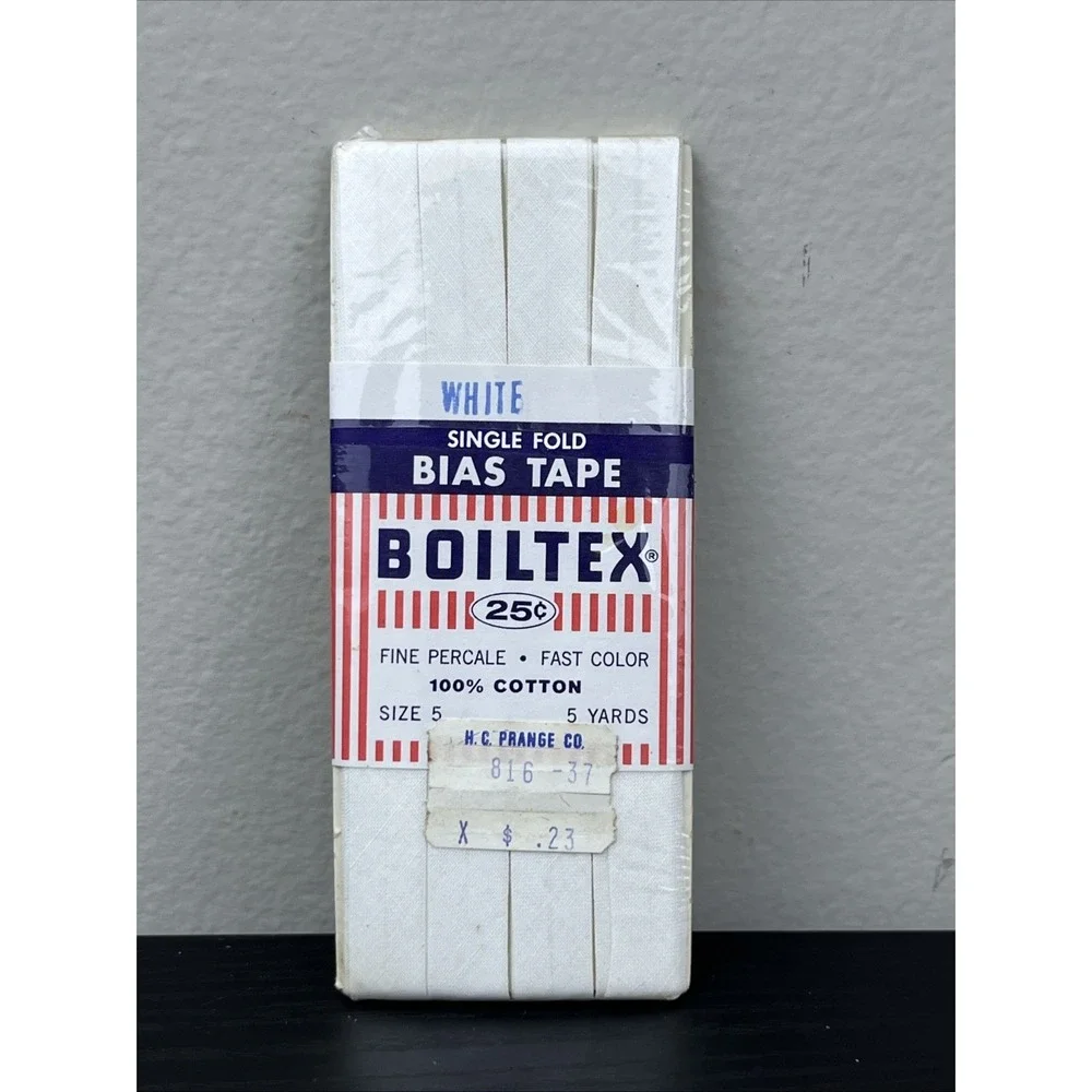 Vintage Boiltex White Single Fold Bias Tape Size 5 Cotton 5 Yards